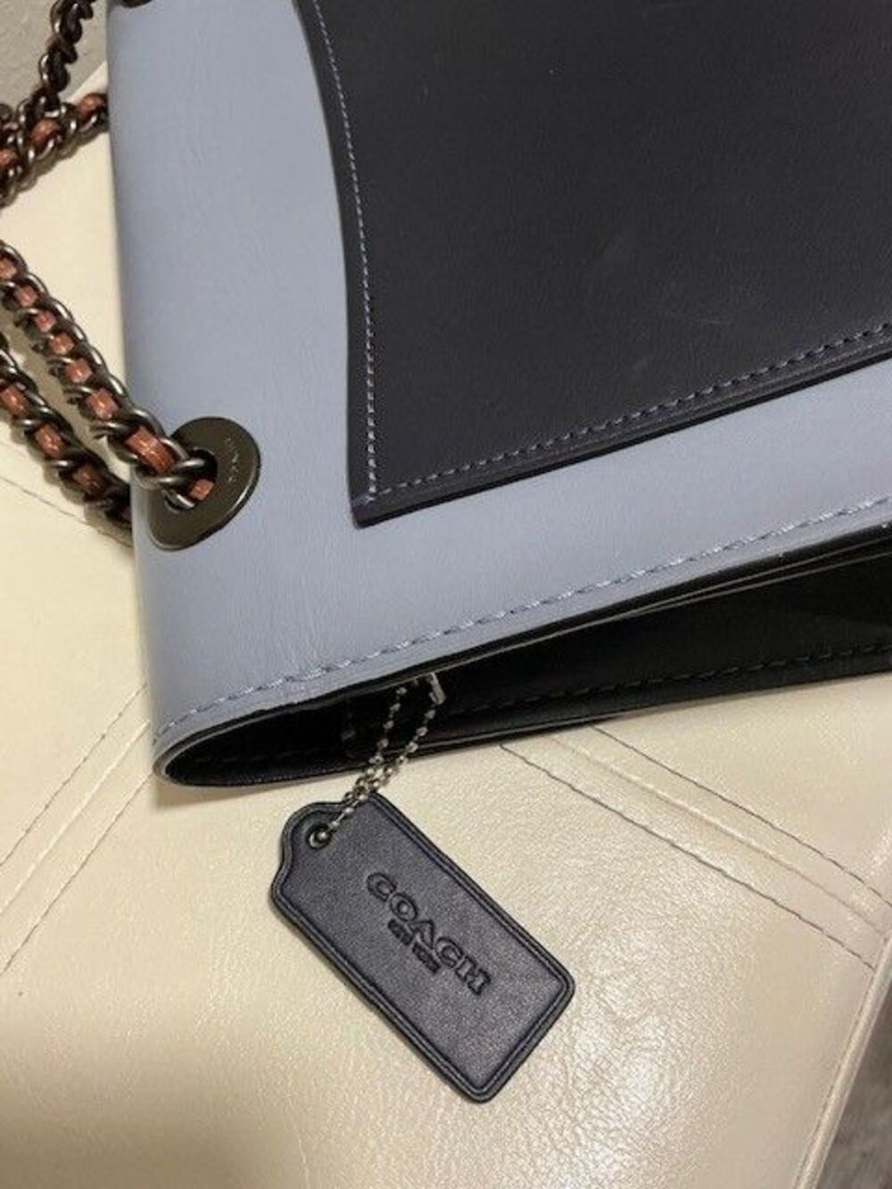 Coach Parker Tea Rose Signature Colorblock Shoulder bag &Wallet Blue Black Gold - Picture 9 of 11